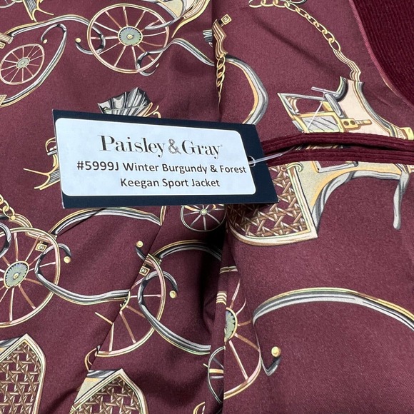 PAISLEY & GRAY MENS SPORT JACKET / BLAZER WINTER BURGUNDY FOREST GREEN SIZE 40R - Picture 9 of 9